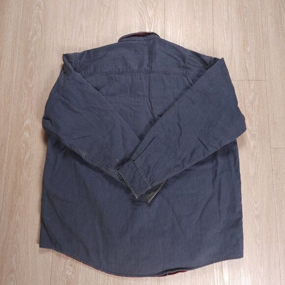 Vintage LL Bean Flannel Plaid Lined Barn Chore Shirt Jacket Shacket Mens L Blue - Picture 9 of 16